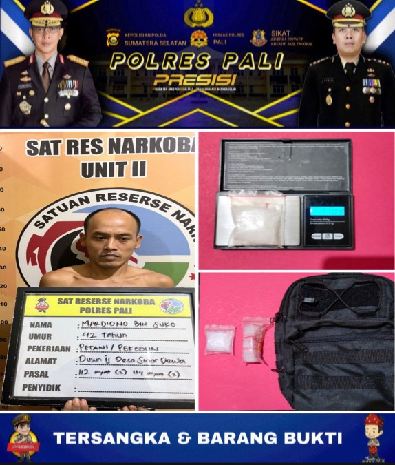 Selamatkan Anak Bangsa, Satnarkoba Polres Pali Tangkap Terduga Pengedar Sabu