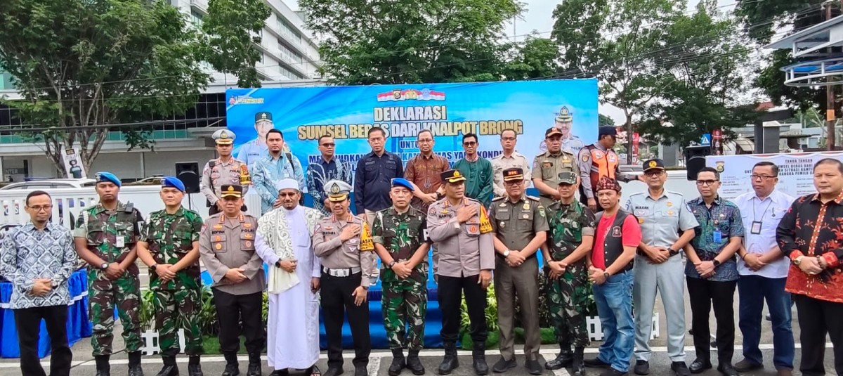 Polda Sumsel Menggelar Apel Deklarasi Sumsel Zero Knalpot Brong