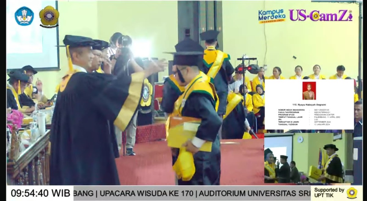 Universitas Sriwijaya Palembang Melaksanakan Wisuda ke-170 di Auditorium Unsri Indralaya