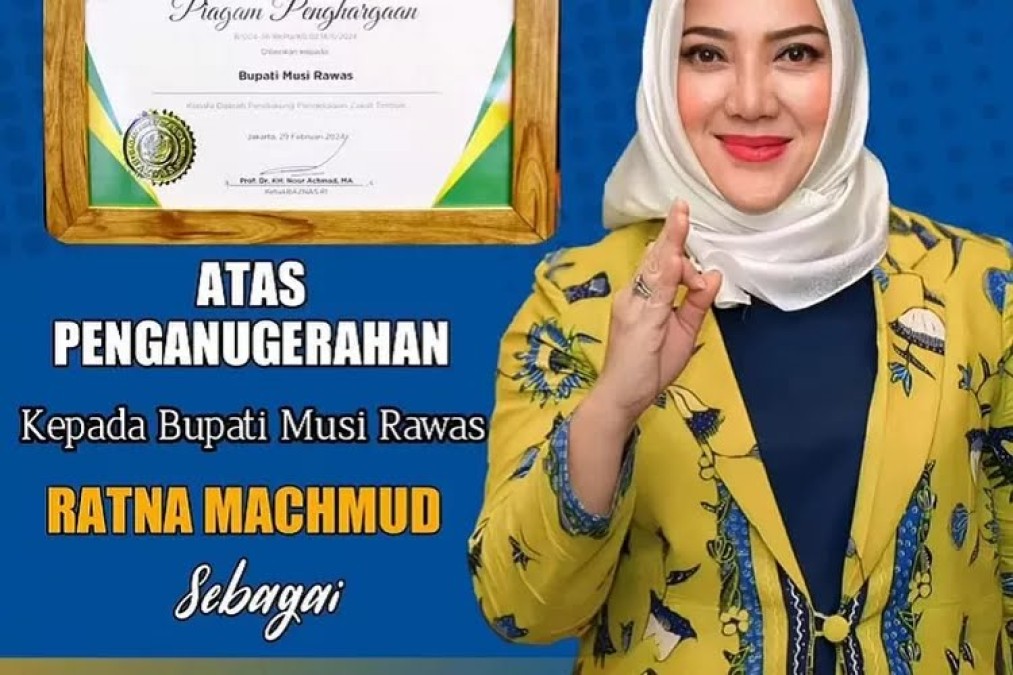 Bupati Mura Hj Ratna Machmud Terima Penghargaan Kepala Daerah Pendukung Pengelolaan Zakat Terbaik