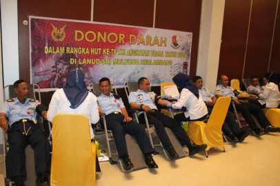 Gandeng PMI Kota Palembang, Lanud SMH Palembang Gelar Donor Darah Rangkaian HUT Ke-78 TNI AU