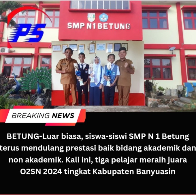 Membanggakan, Tiga Murid SMPN 1 Betung Raih Juara di O2SN Tingkat Kabupaten
