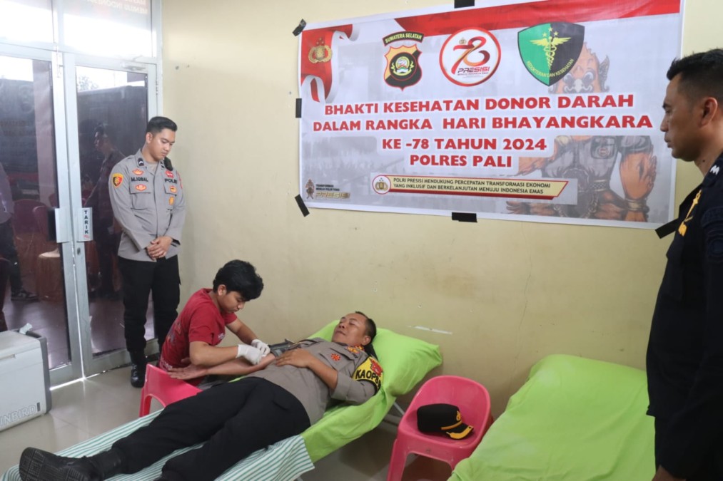 JELANG HUT BHAYANGKARA KE-78 POLRES GELAR DONOR DARAH