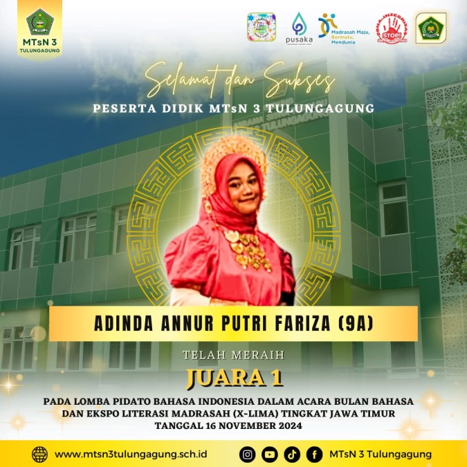 Raih Juara 1 Pada Expo Leterasi Madrasah (X-Lima) 2024, Ini Harapan Kepala MTSN 3 Tulungagung