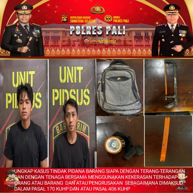 Pelaku Perusakan dan Pencurian Pipa Minyak Milik PT. Medco Energi Diringkus Polres Pali