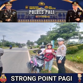 Sat Lantas Polres PALI Gelar Strong Point Pagi dalam Operasi Keselamatan Musi 2025