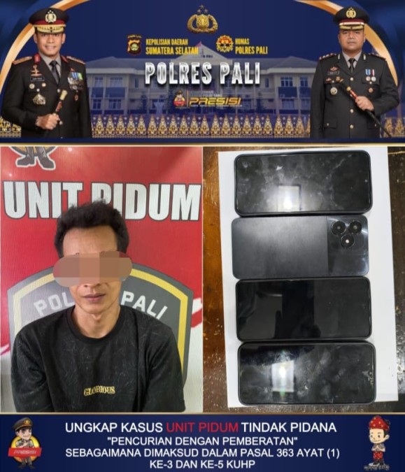 SATRESKRIM POLRES PALI BEKUK PELAKU CURAT, TIGA UNIT HANDPHONE DIAMANKAN