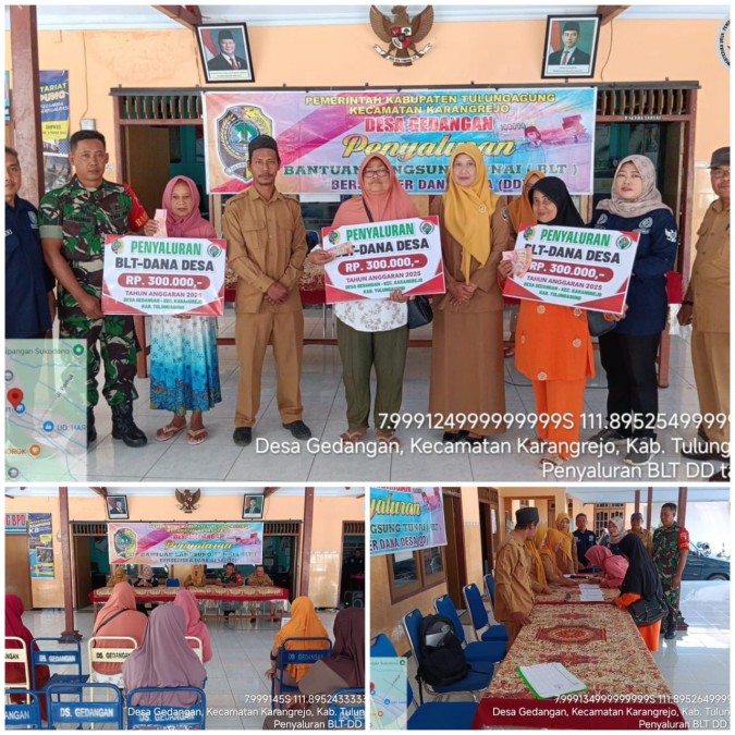 Pemdes Gedangan Salurkan BLT- DD Pada 17 KPM Tiga Bulan Sekaligus