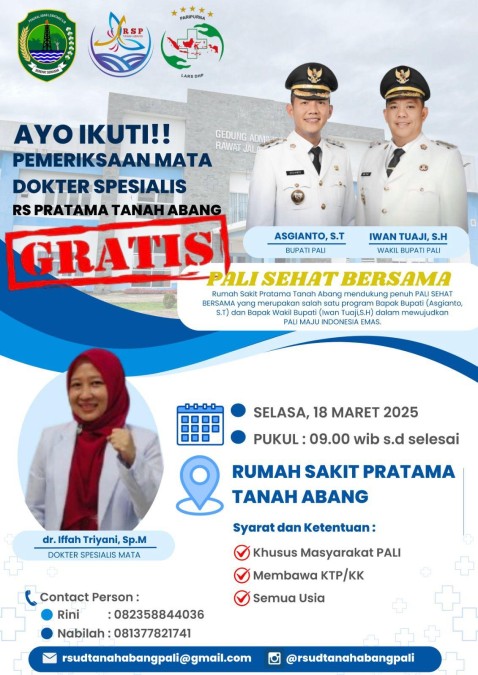 Wujudkan Program Pali Sehat Bersama, RS Pratama Tanah Abang Gelar Pemeriksaan Mata Gratis