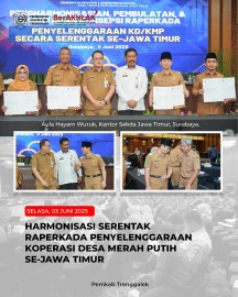 Bupati Trenggalek Mochamad Nur Arifin Hadiri Rapat Harmonisasi Serentak Raperkada Terkait Pembentukan Koperasi Desa Merah Putih