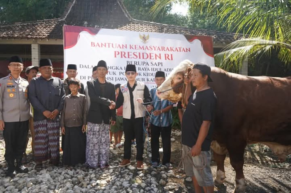 Mas Ipin Serahkan Sapi Qurban Presiden RI ke Pondok Kidul Kali (PKK) Trenggalek