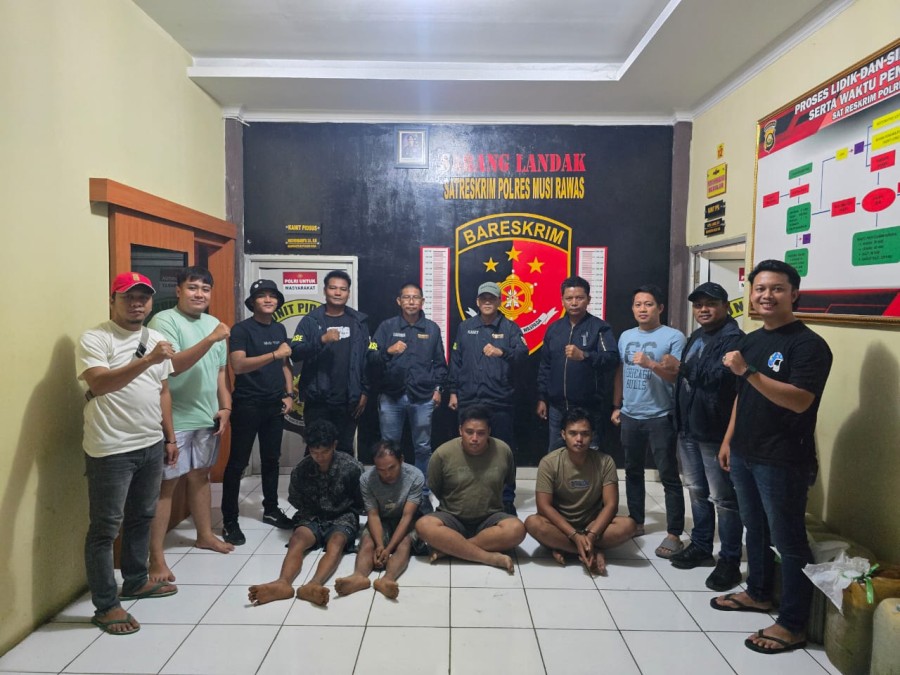 Polres Musi Rawas Ringkus Empat Kompoltan Pencuri Minyak Milik PT Pertamina Pendopo Field