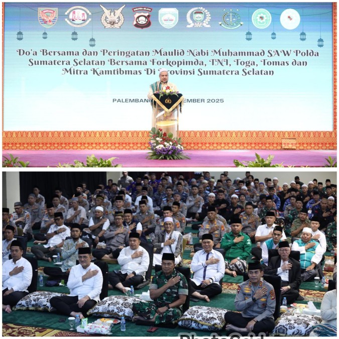 Doa Bersama Maulid Nabi di Polda Sumsel, Momentum Perkuat Sinergi Pemerintah dan Aparat